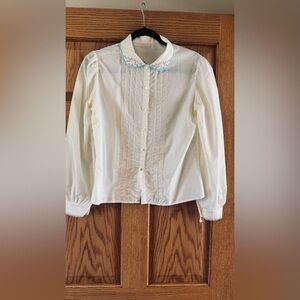 Vintage Elegant Pale Yellow Women's Blouse